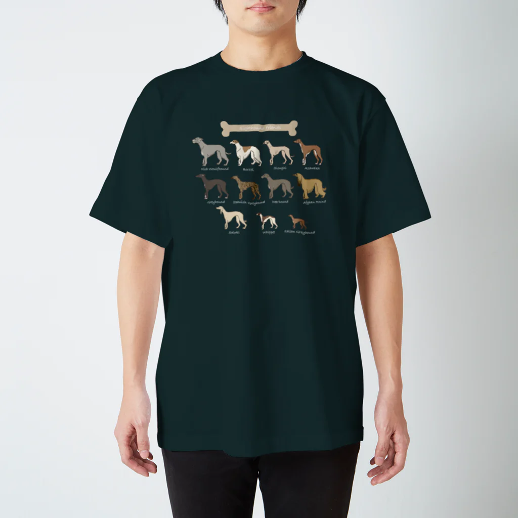 豆つぶのSighthound Friends(濃色推奨) Regular Fit T-Shirt