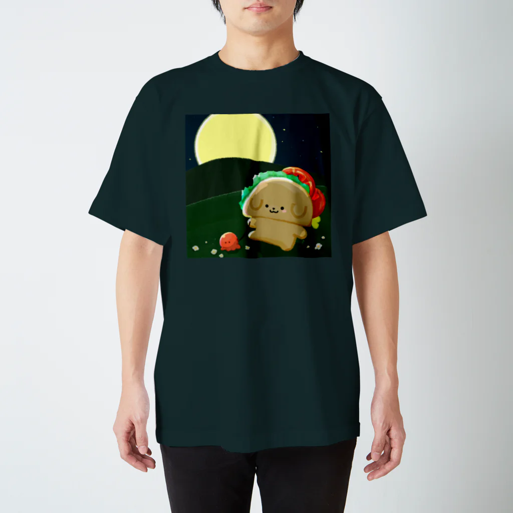 ぽきゅるやさんのタコスわん🌮🐶🐙夜のお散歩 Regular Fit T-Shirt