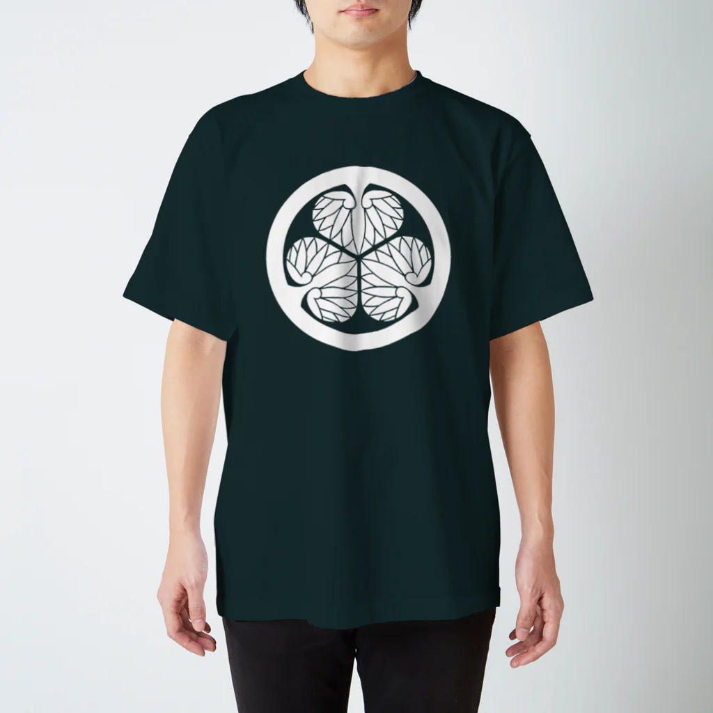 戦国神社 -戦国グッズ専門店-の徳川家康/三つ葉葵/ホワイト スタンダードTシャツ