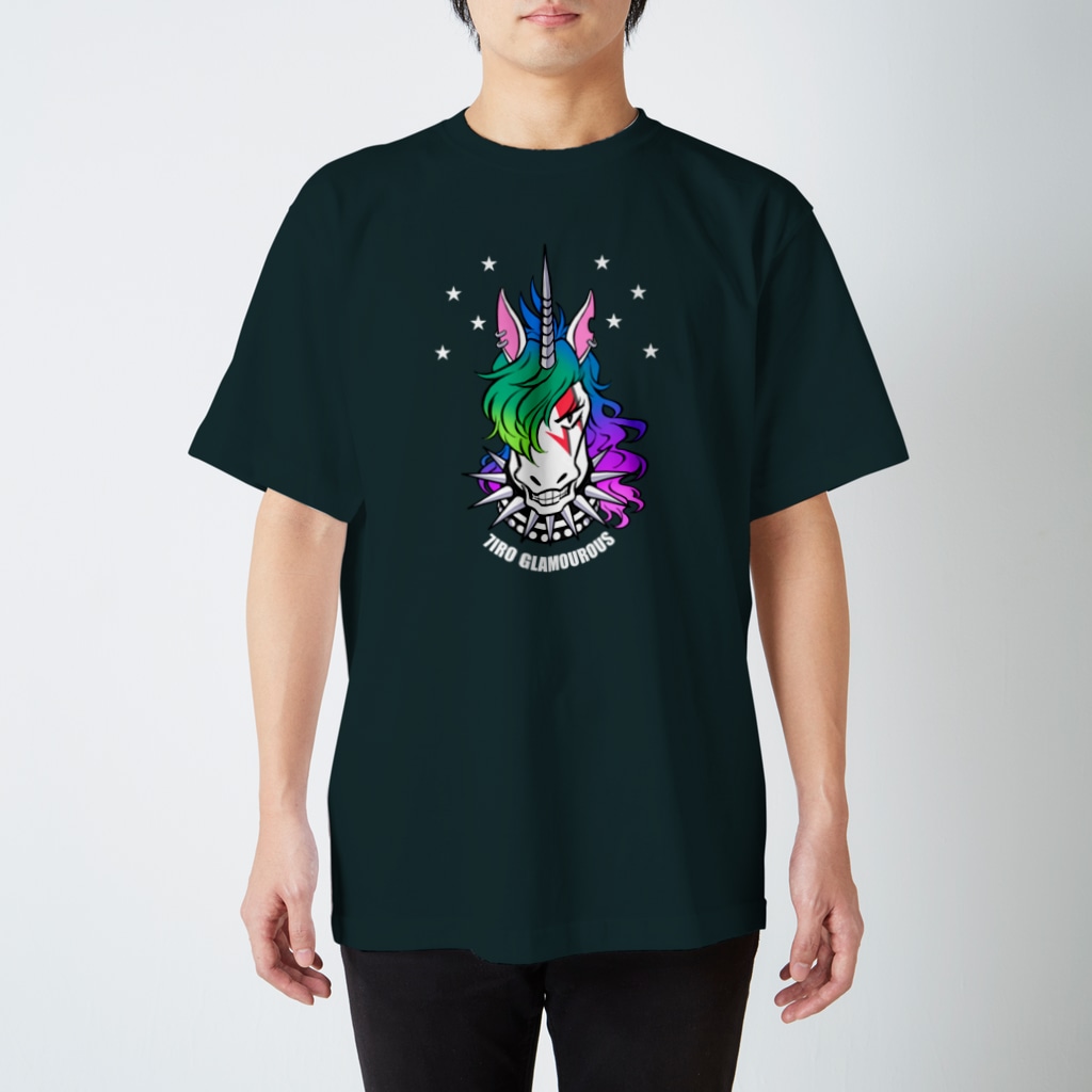 7IRO GLAMOUROUSのノエル・デストロイ・クラッシャーTシャツ☆白文字 Regular Fit T-Shirt