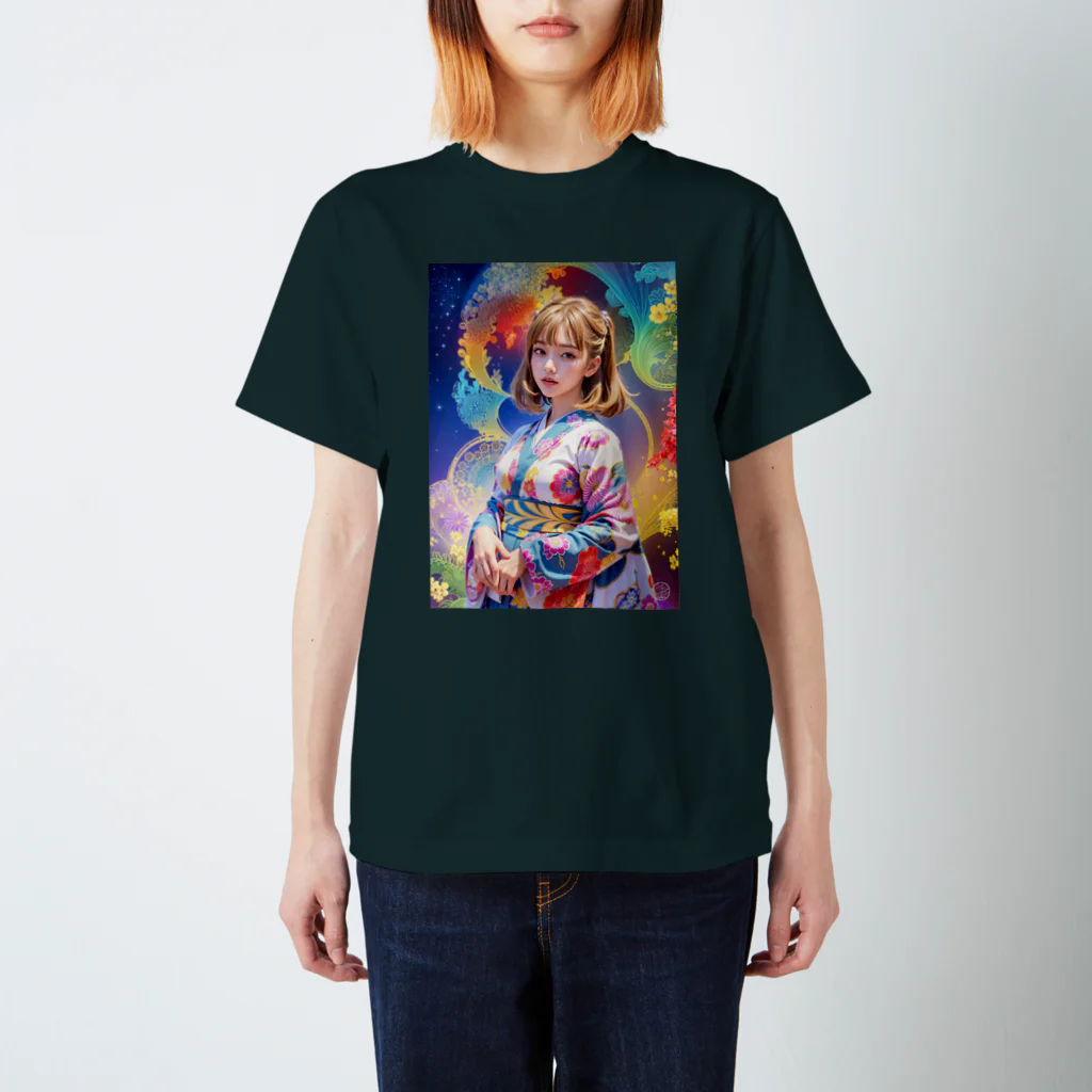 くろまる_AI/ColorMerry_AIのカラフル空間の女の子1 Regular Fit T-Shirt