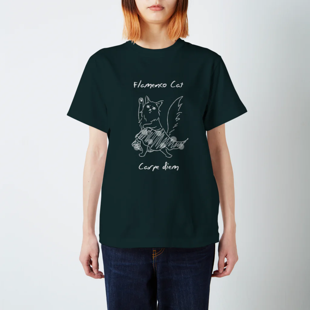 フラメンコキャットのフラメンコキャットCarpe diem（水玉スカート）濃色生地用 スタンダードTシャツ