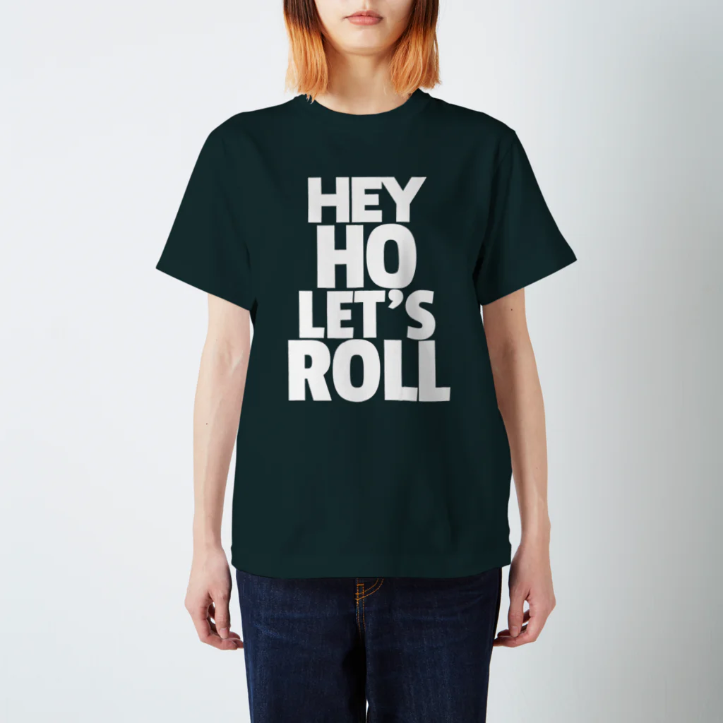 HARAKARAのHEY HO LET`S ROLL ホワイトロゴ スタンダードTシャツ