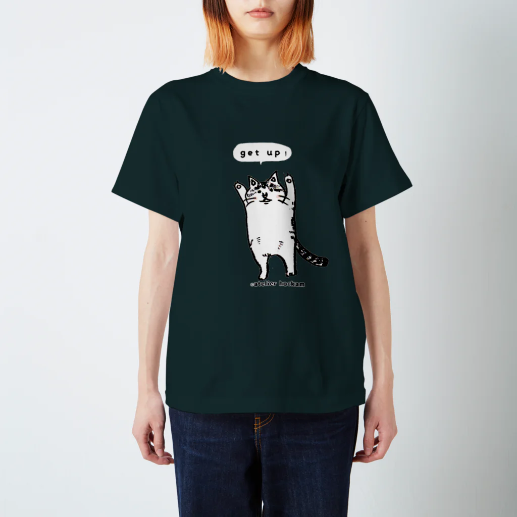 ほっかむねこ屋（アトリエほっかむ）のたちあがるねこ スタンダードTシャツ