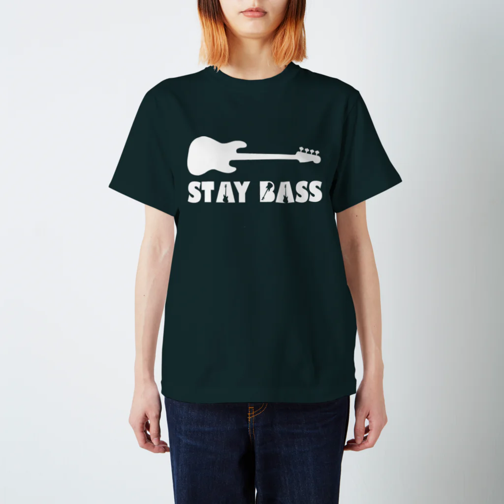 ベース会ONLINE SHOPのSTAY BASS（白ロゴ） スタンダードTシャツ