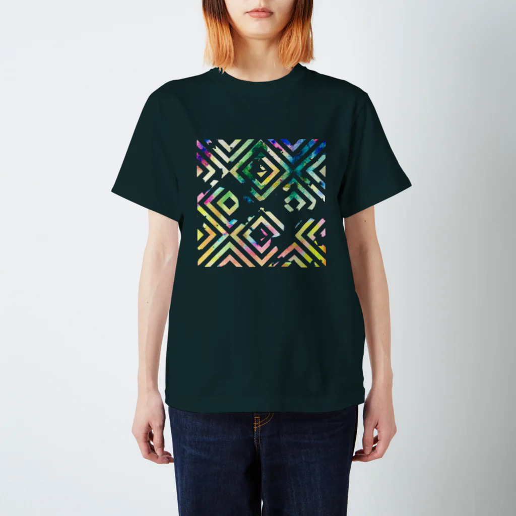 Channu's shopのColorful Watercolor (square)背面柄あり スタンダードTシャツ