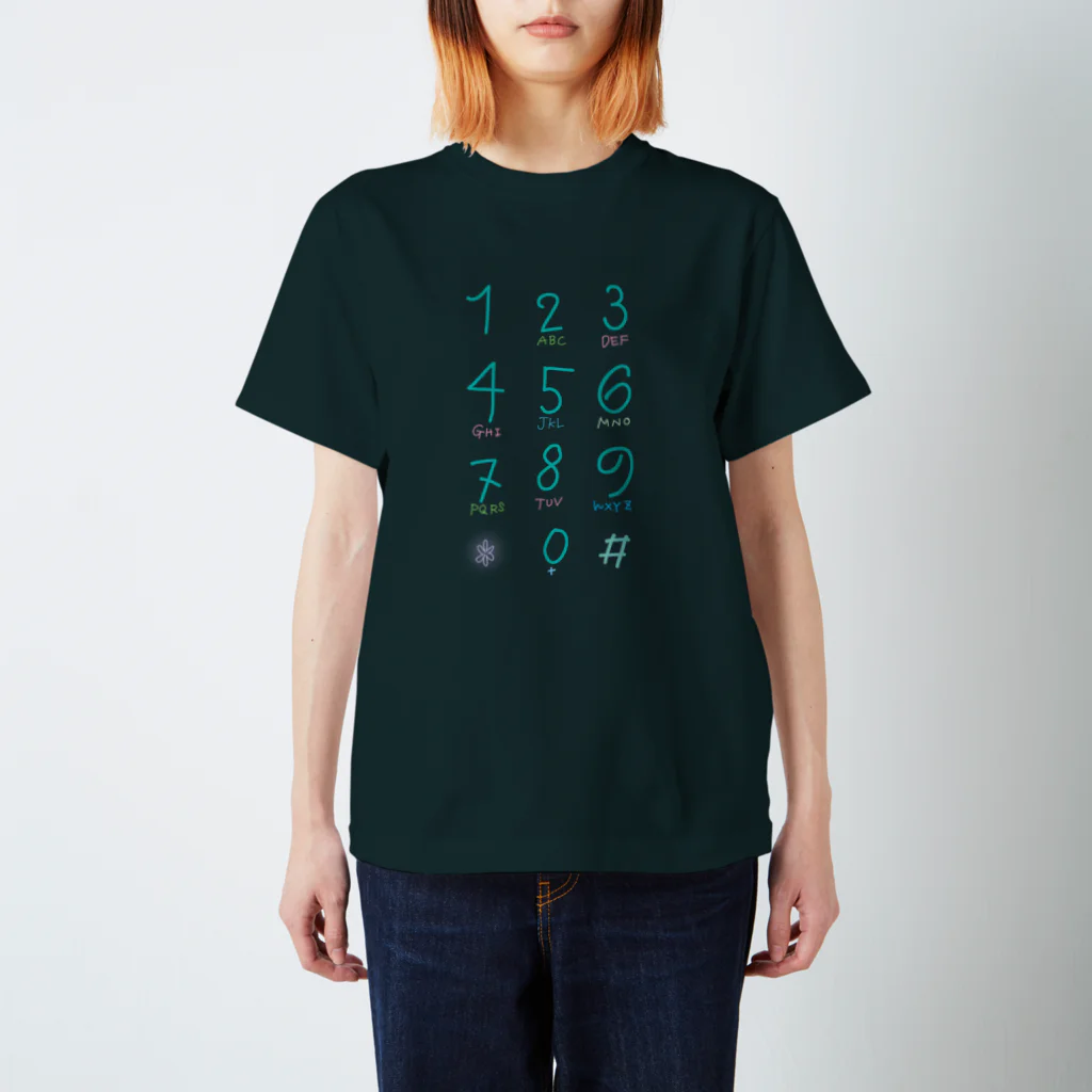 caracoo_design_oのダイヤルパッド(単色黒背景) スタンダードTシャツ