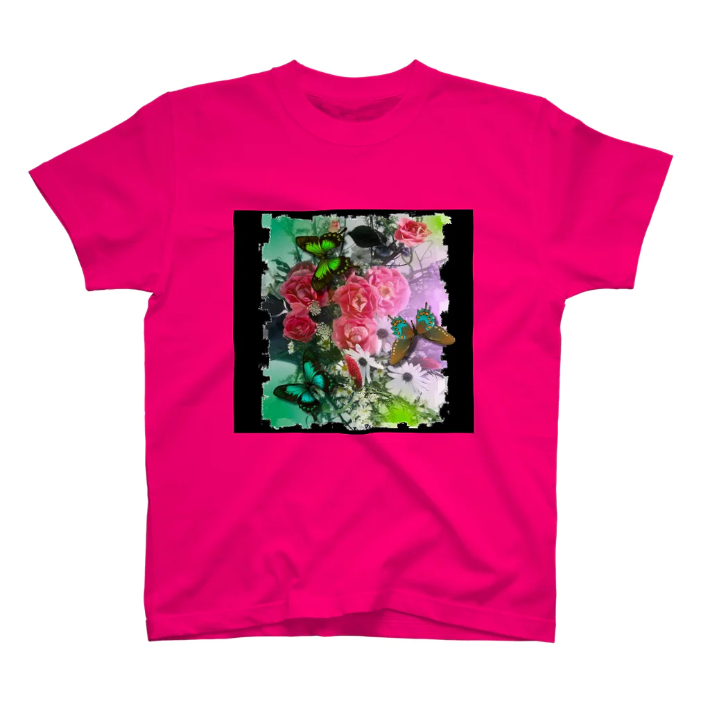 ｔ８６ｎ　オリジナルの花と蝶々の遊び心 티셔츠