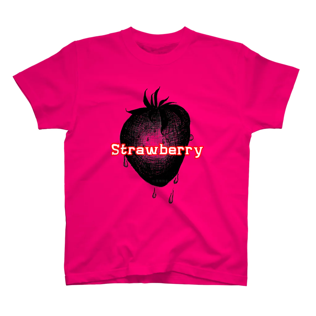 白鳥堂(しろとりどう)の黒鳥夜子作StrawberryTシャツ Regular Fit T-Shirt
