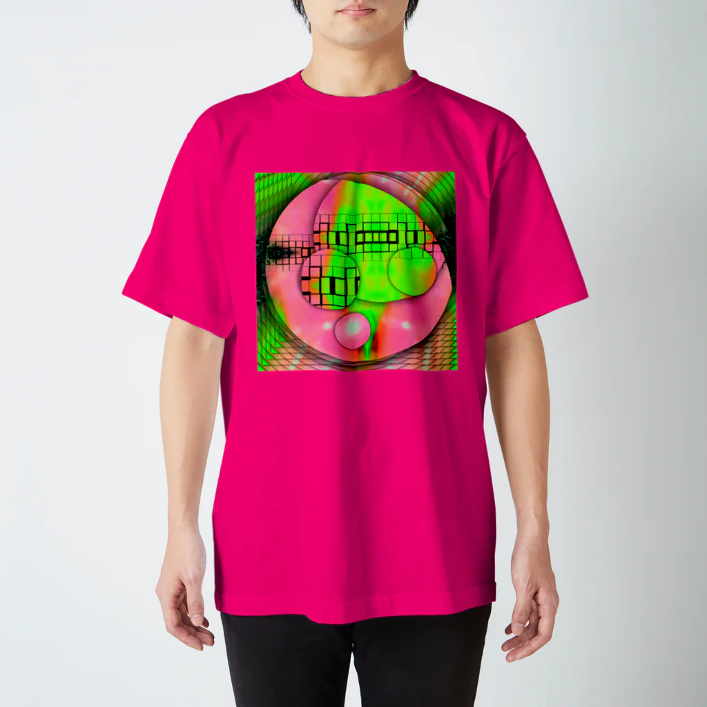 egg Artworks & the cocaine's pixのGreen Child in Circle スタンダードTシャツ