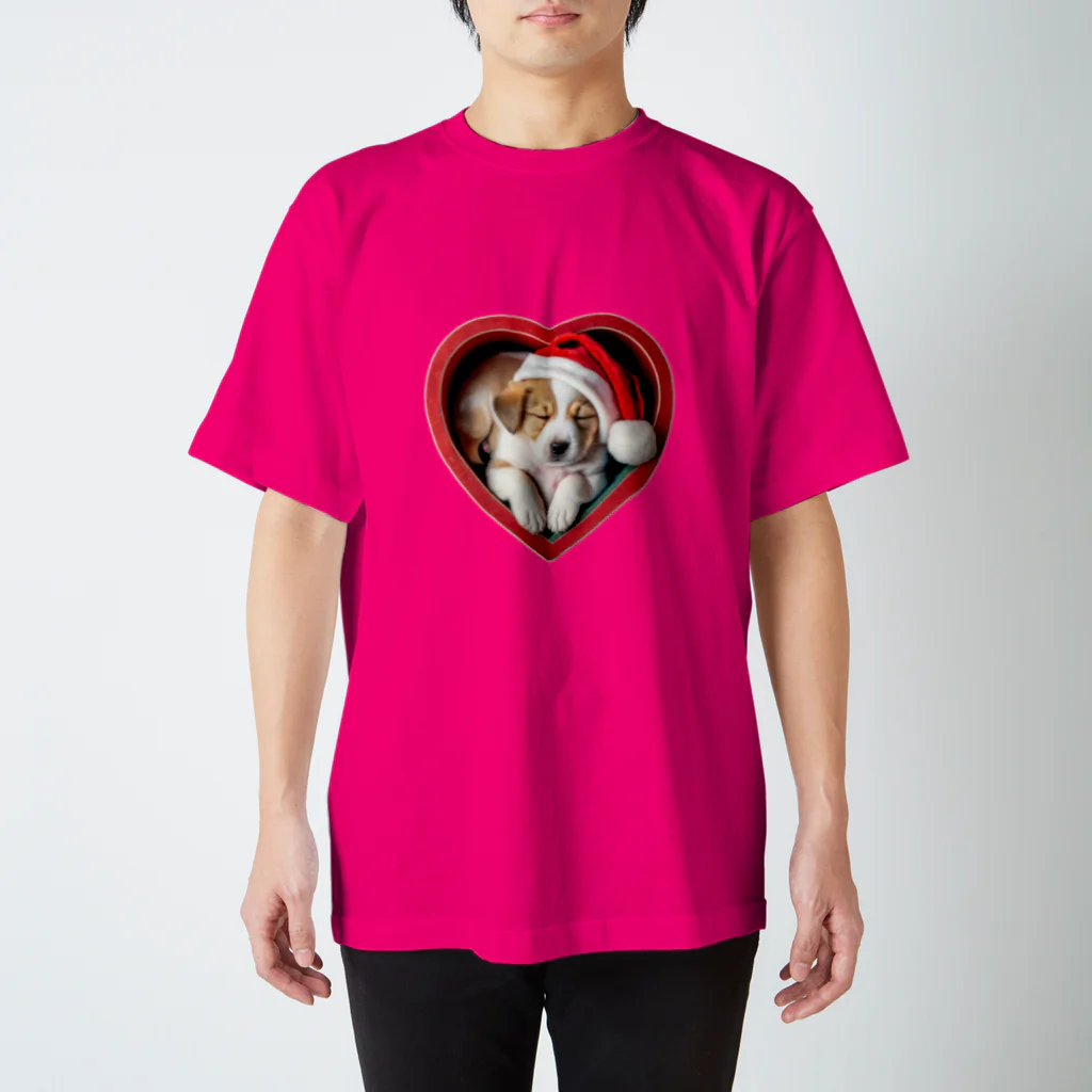 saitosekaiのクリスマスの癒しの子犬 スタンダードTシャツ