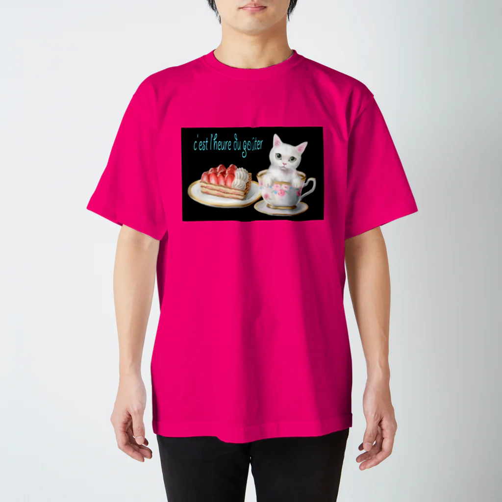 Ａｔｅｌｉｅｒ　Ｈｅｕｒｅｕｘのカフェネコ おやつの時間 スタンダードTシャツ