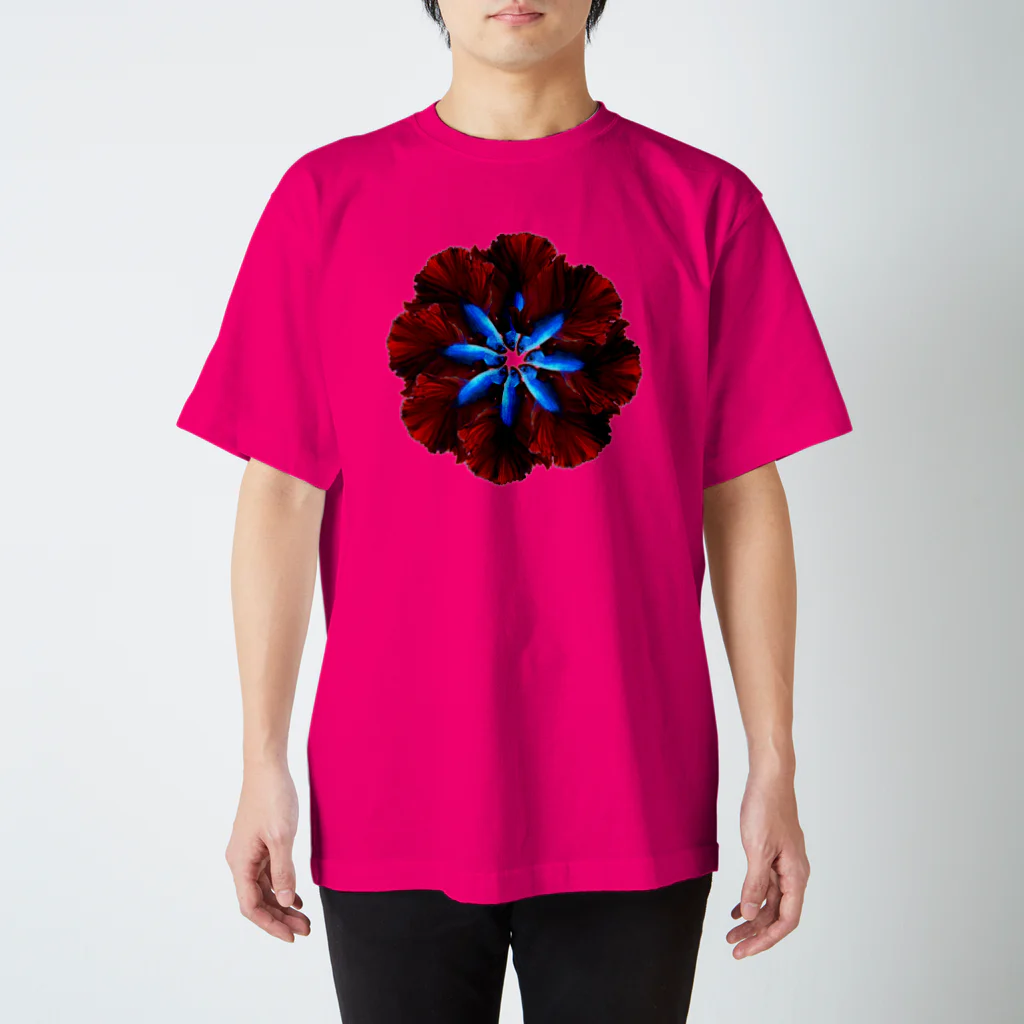 ミルエルのベタの花ブルーレッド スタンダードTシャツ