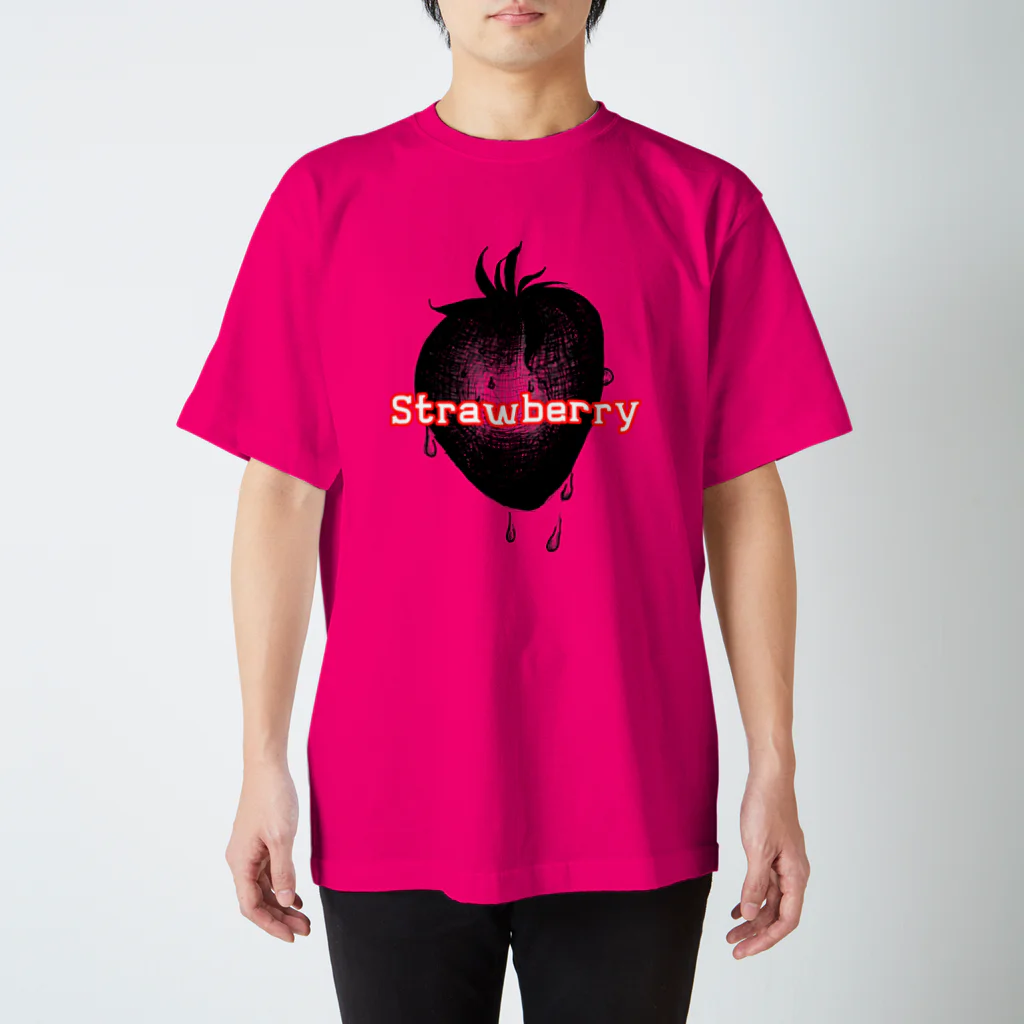 白鳥堂(しろとりどう)の黒鳥夜子作StrawberryTシャツ Regular Fit T-Shirt