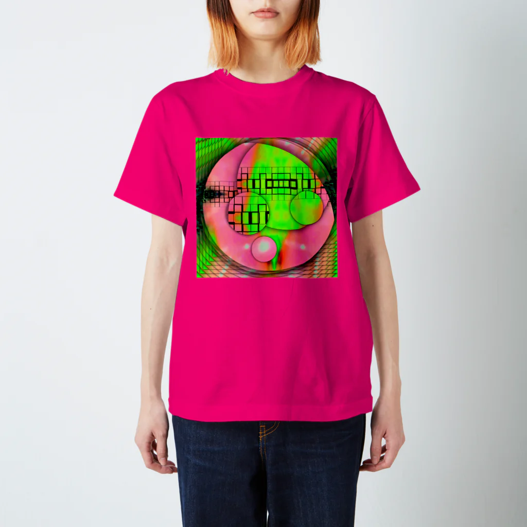 egg Artworks & the cocaine's pixのGreen Child in Circle Regular Fit T-Shirt