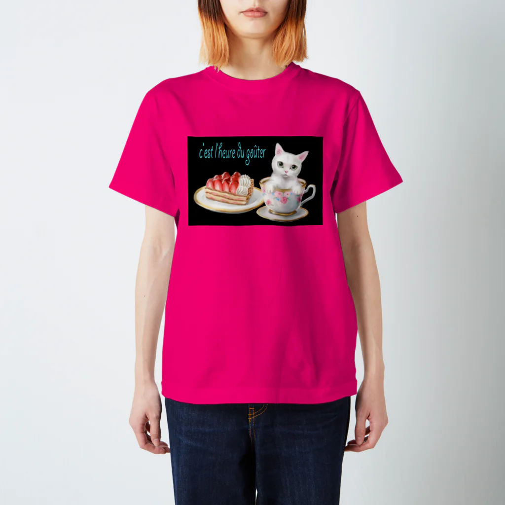 Ａｔｅｌｉｅｒ　Ｈｅｕｒｅｕｘのカフェネコ おやつの時間 スタンダードTシャツ