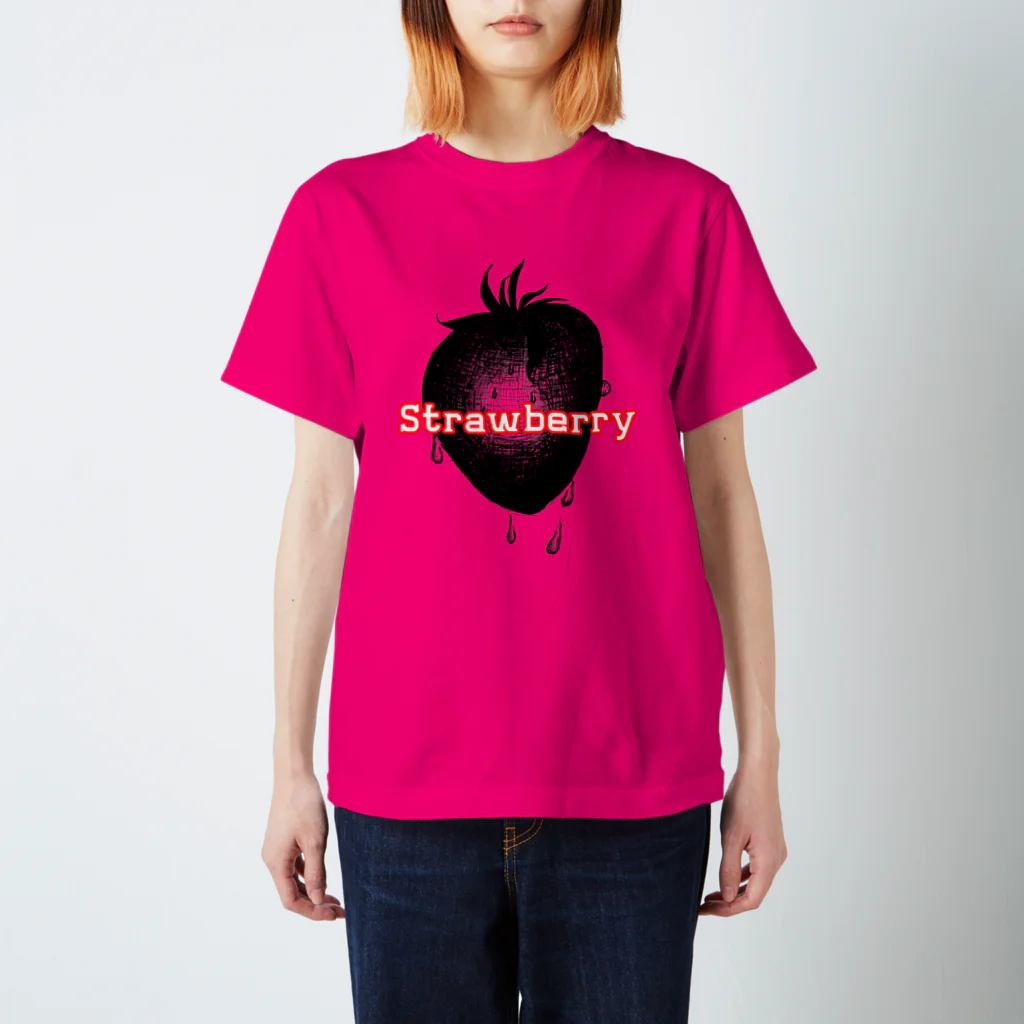 白鳥堂(しろとりどう)の黒鳥夜子作StrawberryTシャツ Regular Fit T-Shirt