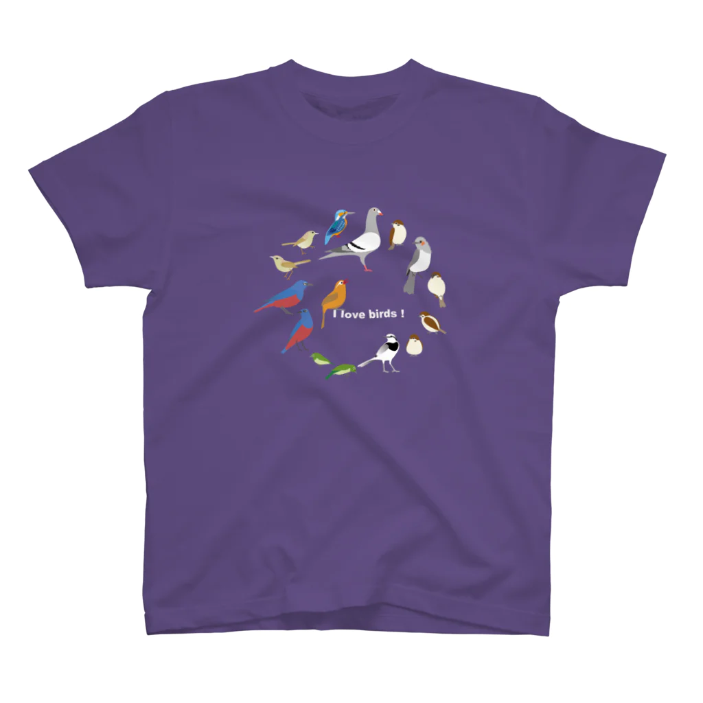 エダマメトイチ雑貨店のI love birds B 大 スタンダードTシャツ