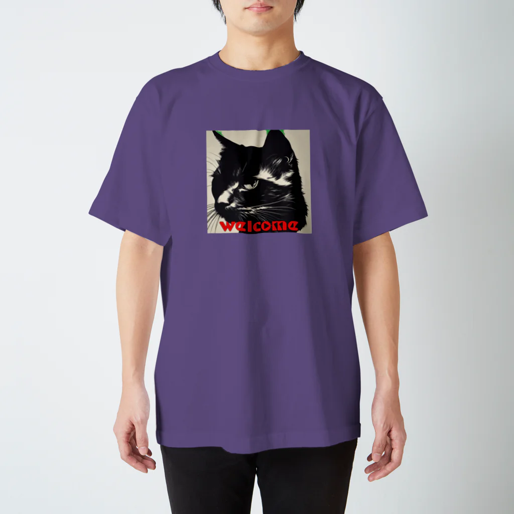 kk-welcomeの黒猫登場Ⅰ スタンダードTシャツ