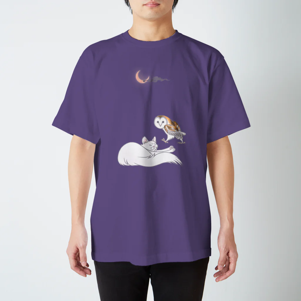 ヒナァユ店舗の猫とメンフクロウ スタンダードTシャツ