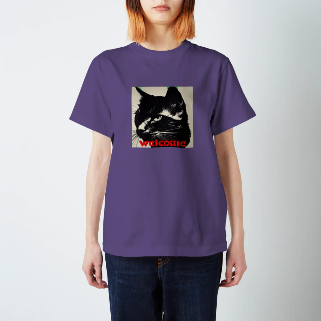 kk-welcomeの黒猫登場Ⅰ スタンダードTシャツ