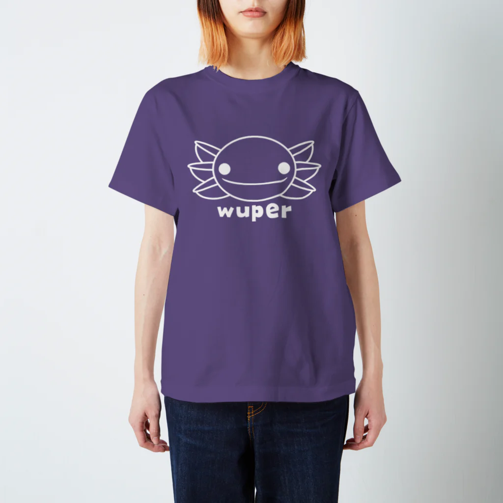 冷蔵庫からウーパールーパーのwuper線画白 Regular Fit T-Shirt