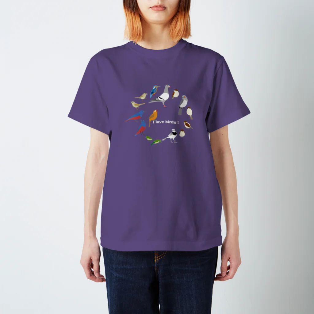 エダマメトイチ雑貨店のI love birds B 大 Regular Fit T-Shirt