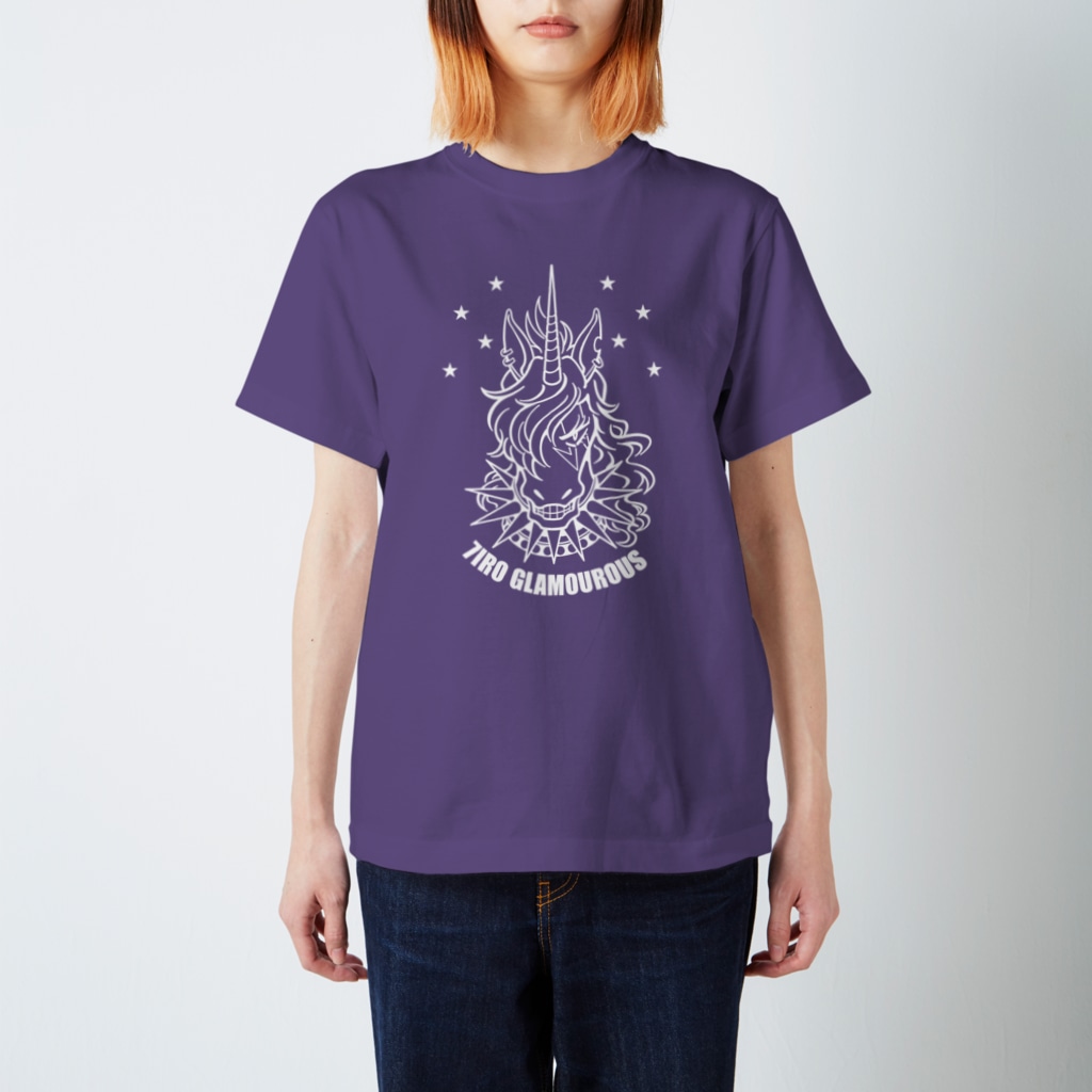 7IRO GLAMOUROUSのノエル・デストロイ・クラッシャー線画Tシャツ濃色 Regular Fit T-Shirt