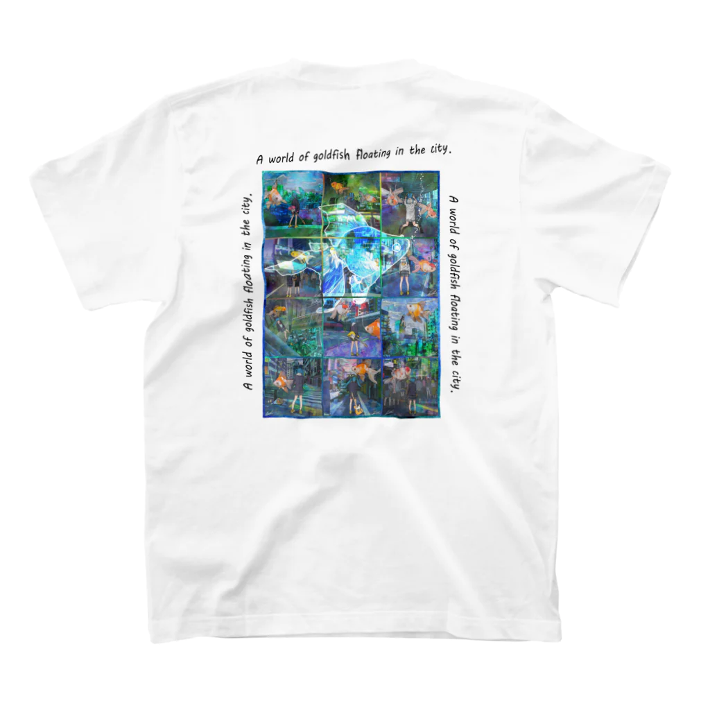 hirt。のグッズの『街に金魚が漂う世界。』ブルー　hirt。グッズ スタンダードTシャツの裏面