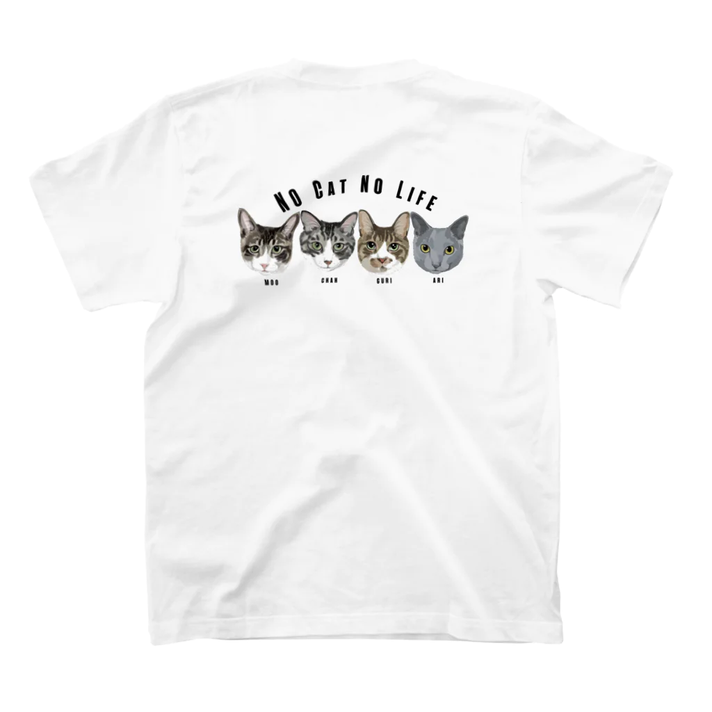 みきぞーん｜保護猫 ミッキー画伯と肉球とおともだちのmoo& chah & guri & ari  スタンダードTシャツの裏面