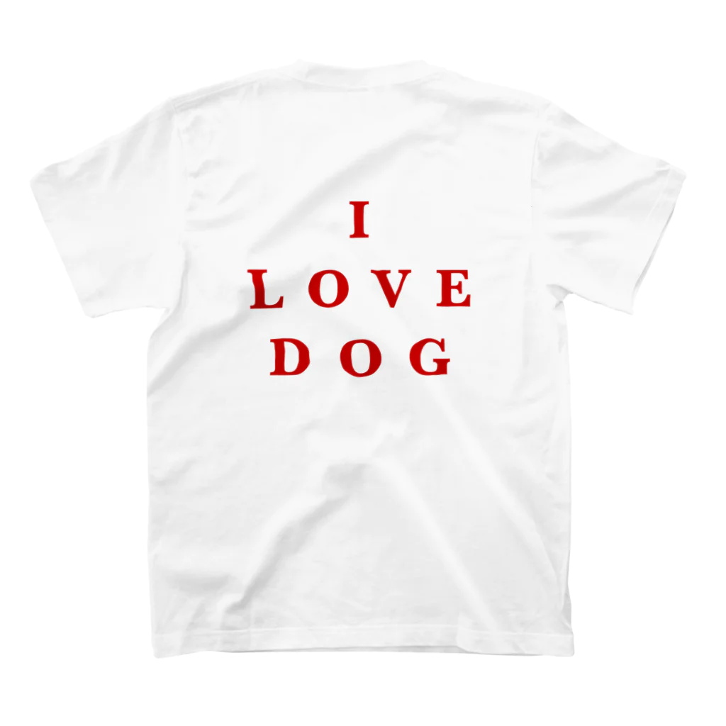 healing door のI LOVE DOG(背面プリントあり) Regular Fit T-Shirtの裏面