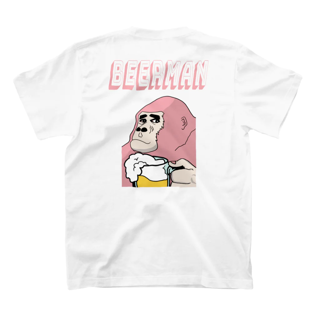 SAKEBEATS（酒ビーツ）のビールで乾杯ウホッ！（ver.B/淡いピンク/両面） スタンダードTシャツの裏面