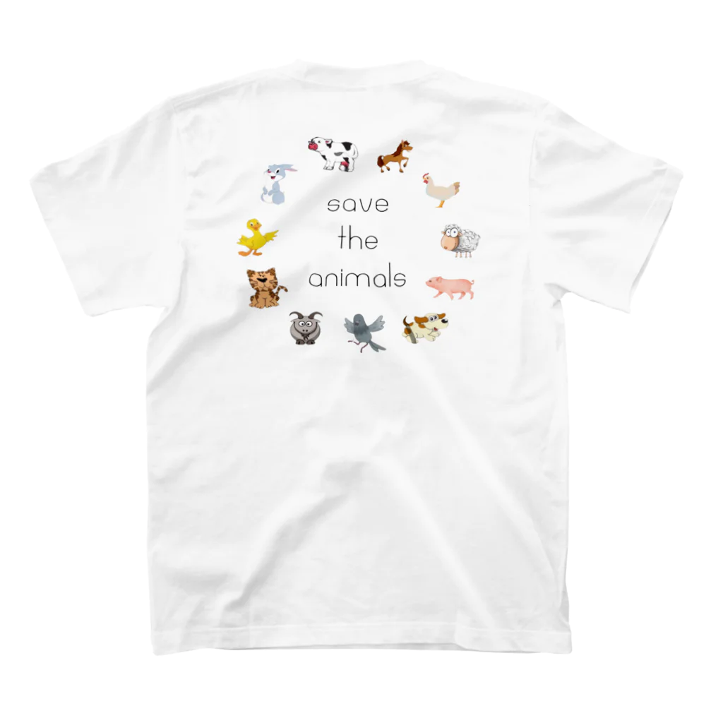 mihamaneko の犬と猫 Regular Fit T-Shirtの裏面