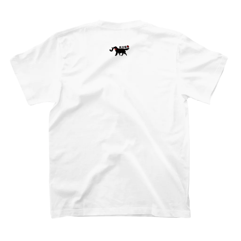 J工房-suzuri店の陽気なレトリーバー[黒字](バックプリント有) Regular Fit T-Shirtの裏面