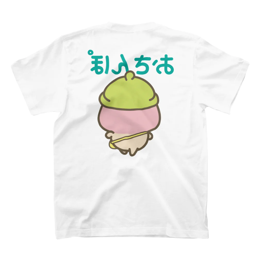 KINOKOのお店　SUZURI店の【両面】がんばれ！きのこ君【おさんぽ】 スタンダードTシャツの裏面