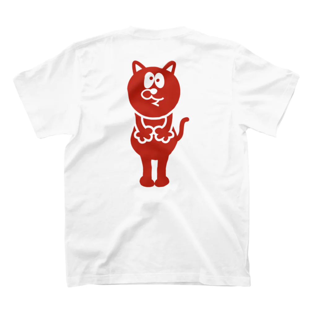 プギャにこふんのねこちゃんロゴ Regular Fit T-Shirtの裏面