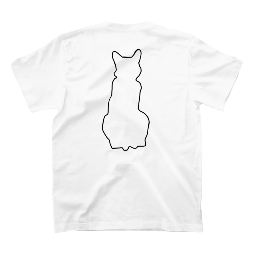 アトリエGINのロシアンブルー銀　猫の100% Tシャツ(線画Ver) スタンダードTシャツの裏面