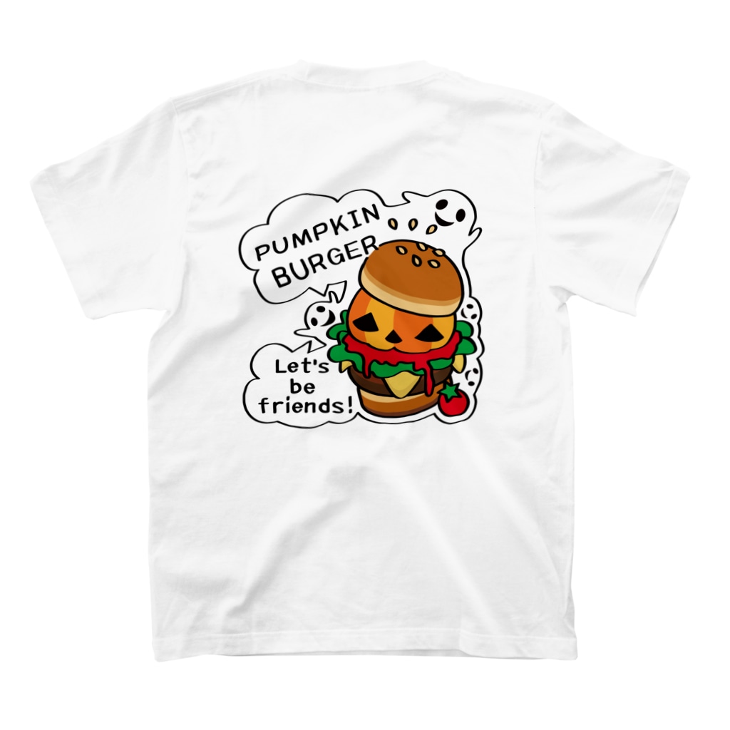 イラスト MONYAAT のバックプリント Gz かぼちゃバーガーA Regular Fit T-Shirtの裏面