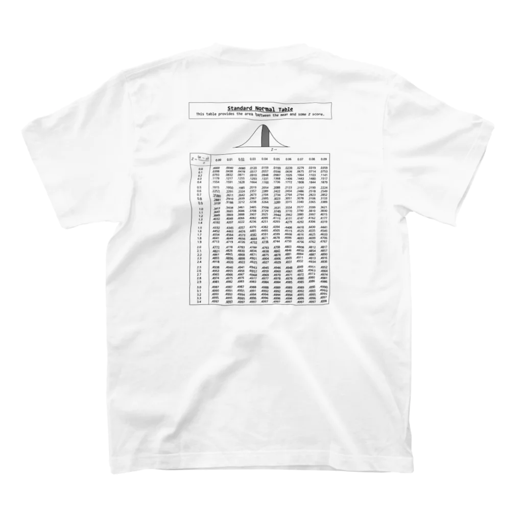 理系ファンクラブの標準正規分布表 - standard normal distribution table - Regular Fit T-Shirtの裏面