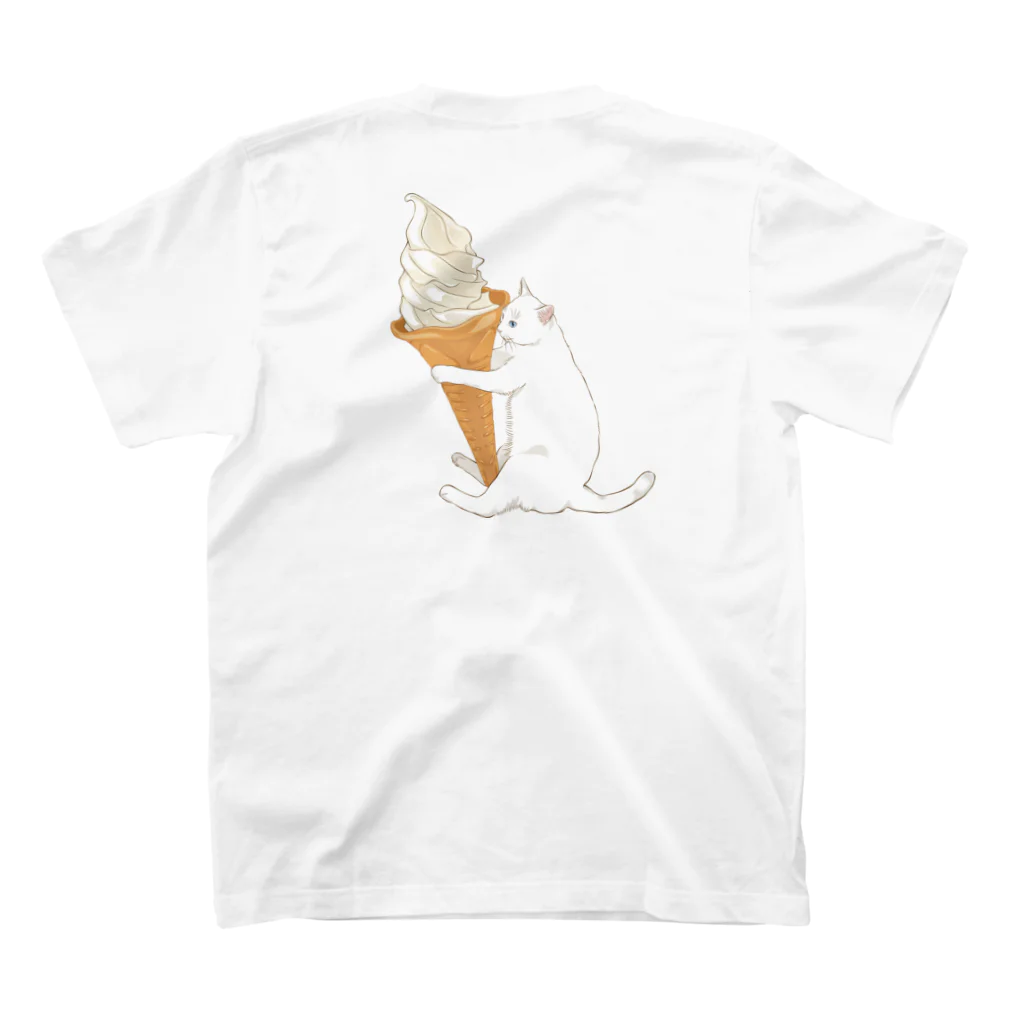 元祖ふとねこ堂のソフトクリームどうぞ Regular Fit T-Shirtの裏面