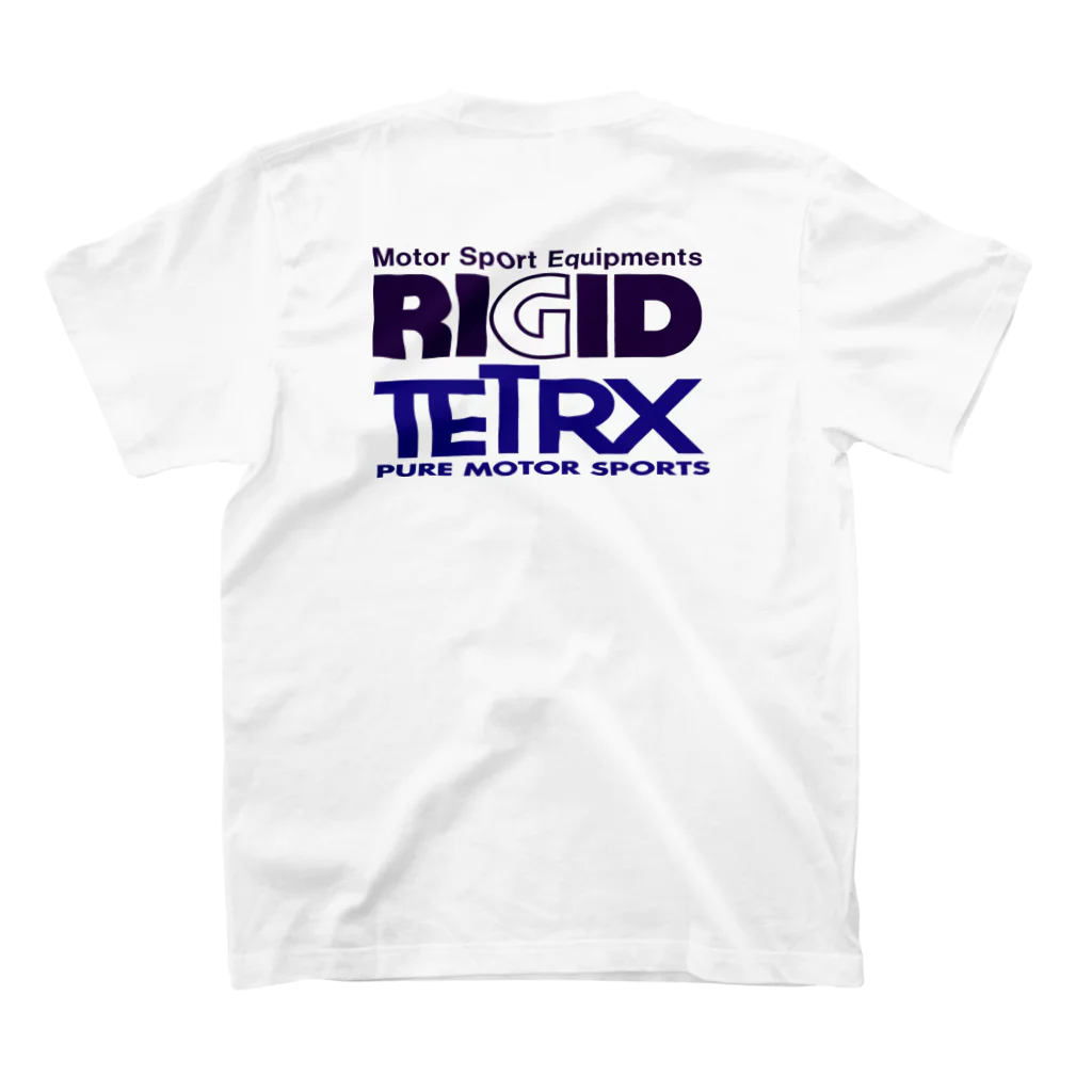 リジット・モータースポーツのRIGID-TETRX透過ロゴ紺 スタンダードTシャツの裏面