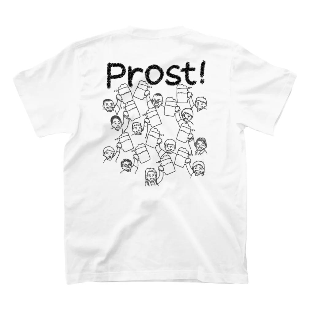 Handgestrickt Ju shopの【背面】Prost！／ビール倶楽部 Regular Fit T-Shirtの裏面