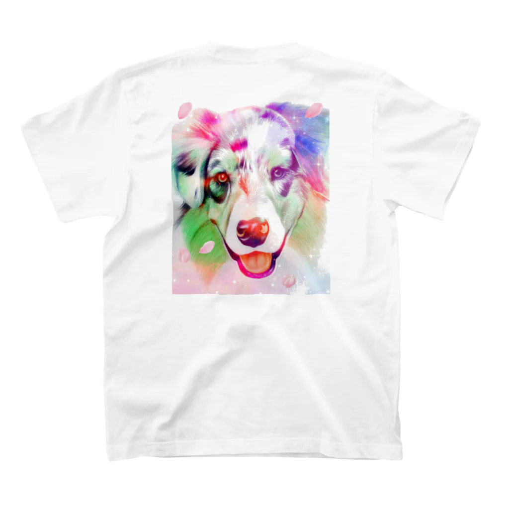 FLOWERTOWERの蝶と犬 桜ver. スタンダードTシャツの裏面