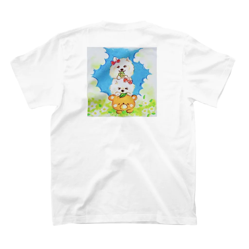 くまイラスト 春くぅの団子遊び Regular Fit T-Shirtの裏面