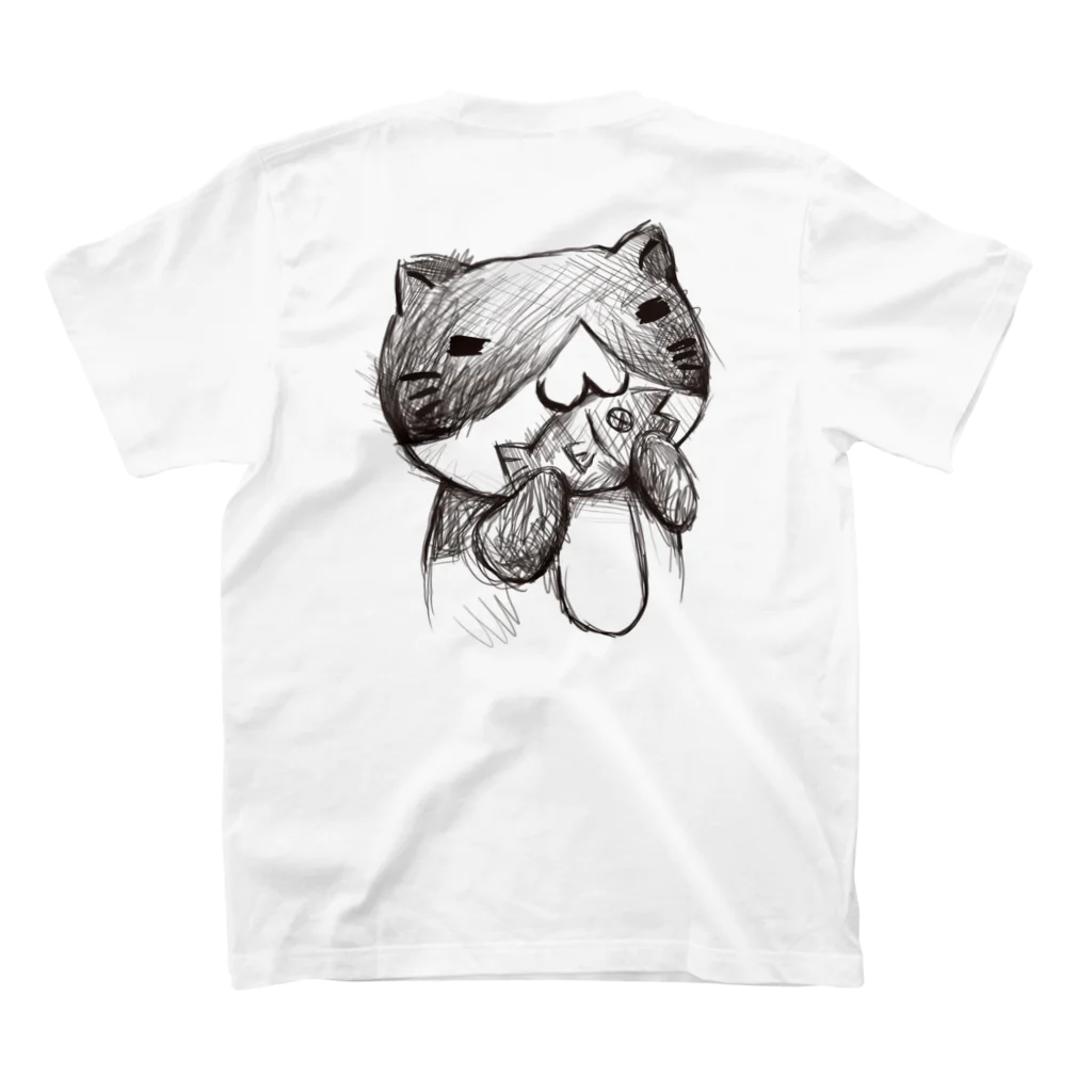 猫渕さん【公式】の手書き猫渕さん(明色)_前後プリント入り スタンダードTシャツの裏面