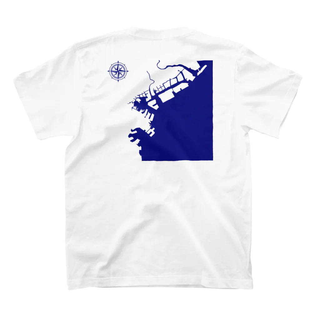 cuuyabowの横浜港海岸Map / Navy Ocean Regular Fit T-Shirtの裏面