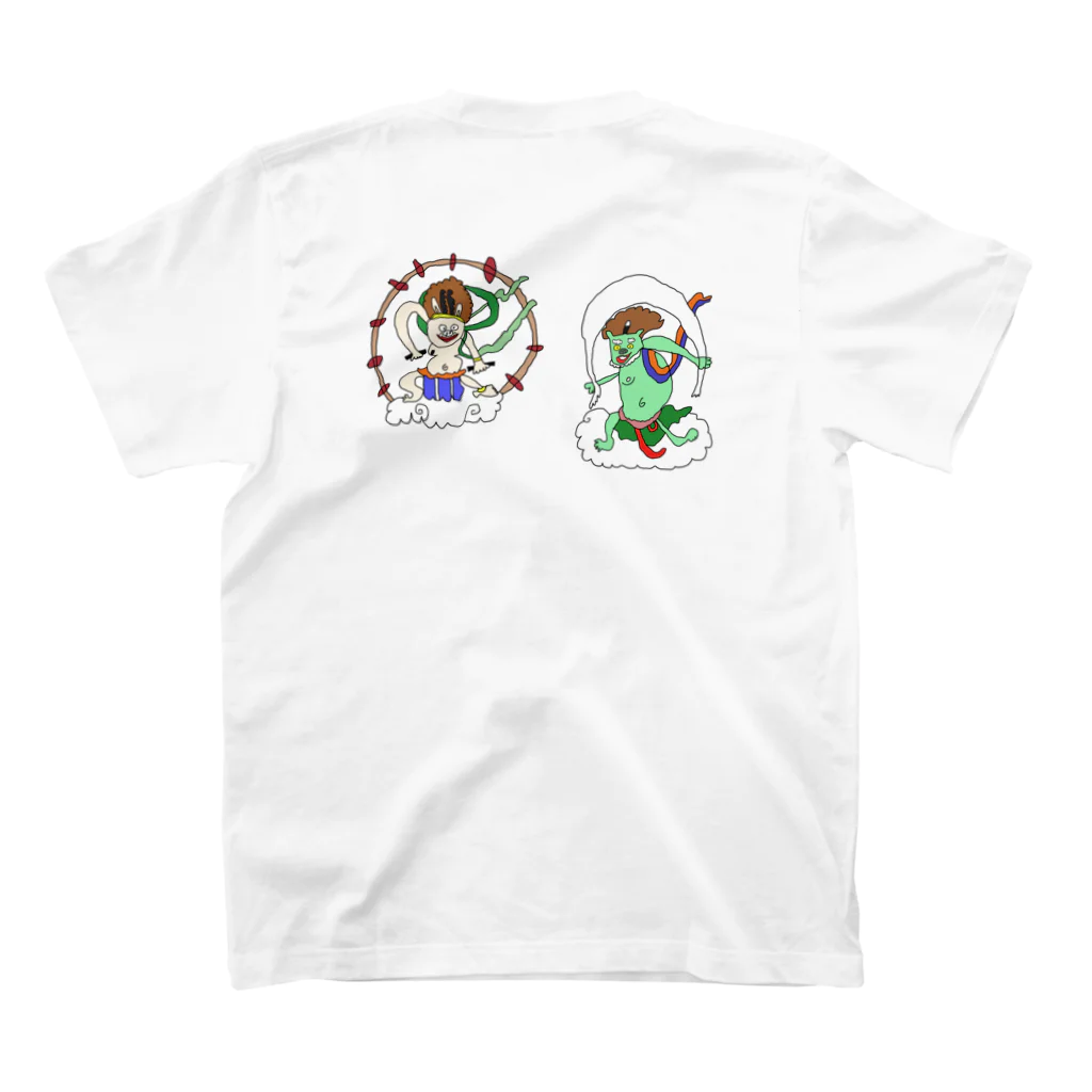 絵心ないOLの部屋着の風神雷神 Regular Fit T-Shirtの裏面