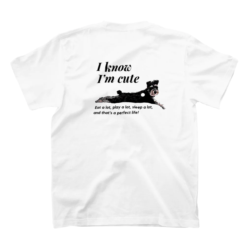 ミニチュアシュナウザー　B&SのI know I'm cute スタンダードTシャツの裏面