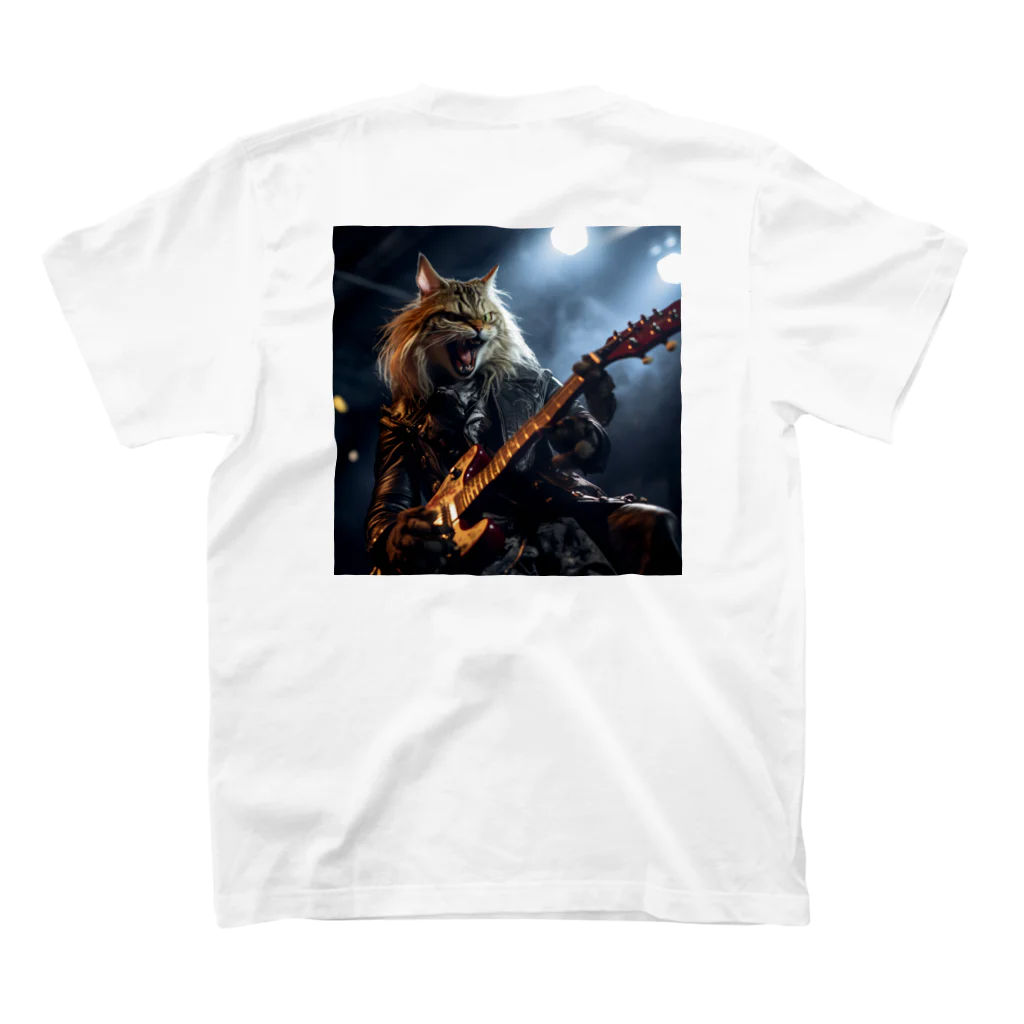 Gavi'sのRockなCat ギターバージョン3 Regular Fit T-Shirtの裏面