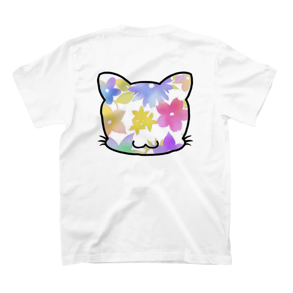 MOGGY88のMOGGY88 猫ロゴ　表面ブランド名　裏面猫ロゴ大(花柄) スタンダードTシャツの裏面